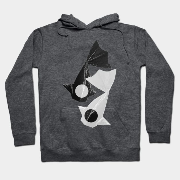 Yin and Yang Origami Fish pattern Hoodie by Destroyed-Pixel